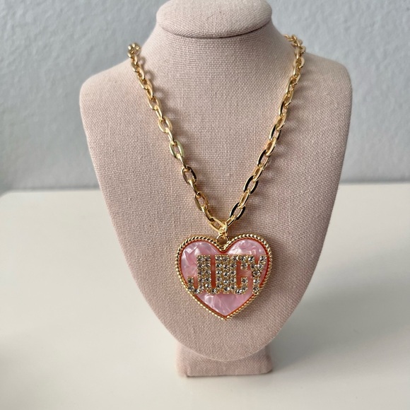 Juicy Couture Jewelry - Juicy Couture Gold Necklace with Pink Heart Pendant